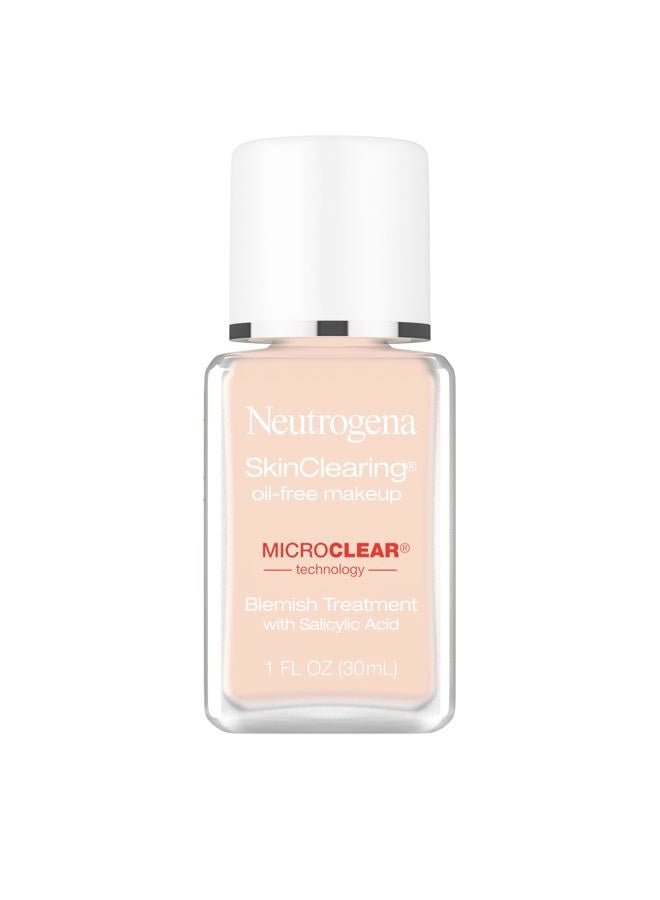 Neutrogena SkinClearing Oil-Free Acne and Blemish Fighting Liquid Foundation with.5% Salicylic Acid Acne Medicine, Shine Controlling Makeup for Acne Prone Skin, 20 Natural Ivory, 1 fl. oz - Image 1