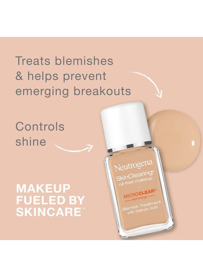 Neutrogena SkinClearing Oil-Free Acne and Blemish Fighting Liquid Foundation with.5% Salicylic Acid Acne Medicine, Shine Controlling Makeup for Acne Prone Skin, 20 Natural Ivory, 1 fl. oz - Image 2