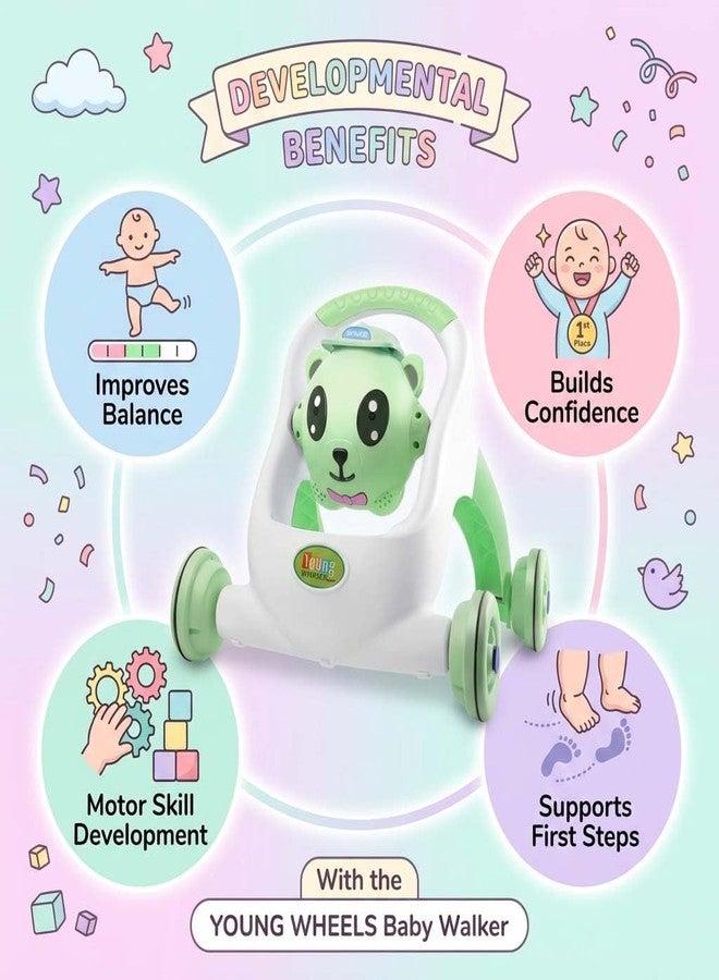 Maskeen Push Walker for Baby Bear Theme, Toddler Walking Toy Plastic Push Walker for Babies and Toddlers Educational Activity Walker Toy with Learning Features (Green) - Image 5