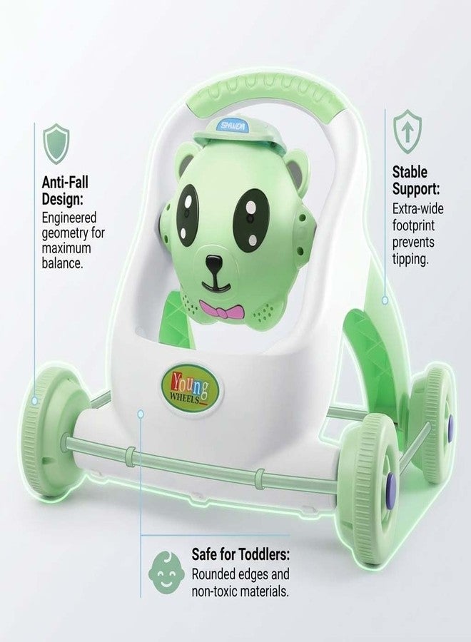 Maskeen Push Walker for Baby Bear Theme, Toddler Walking Toy Plastic Push Walker for Babies and Toddlers Educational Activity Walker Toy with Learning Features (Green) - Image 2