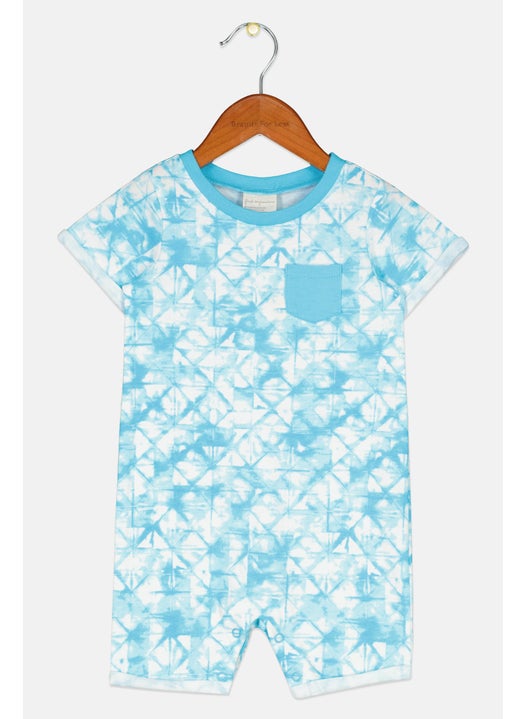 Toddlers Boy Tie Dye Short Sleeve Bodysuit, Blue