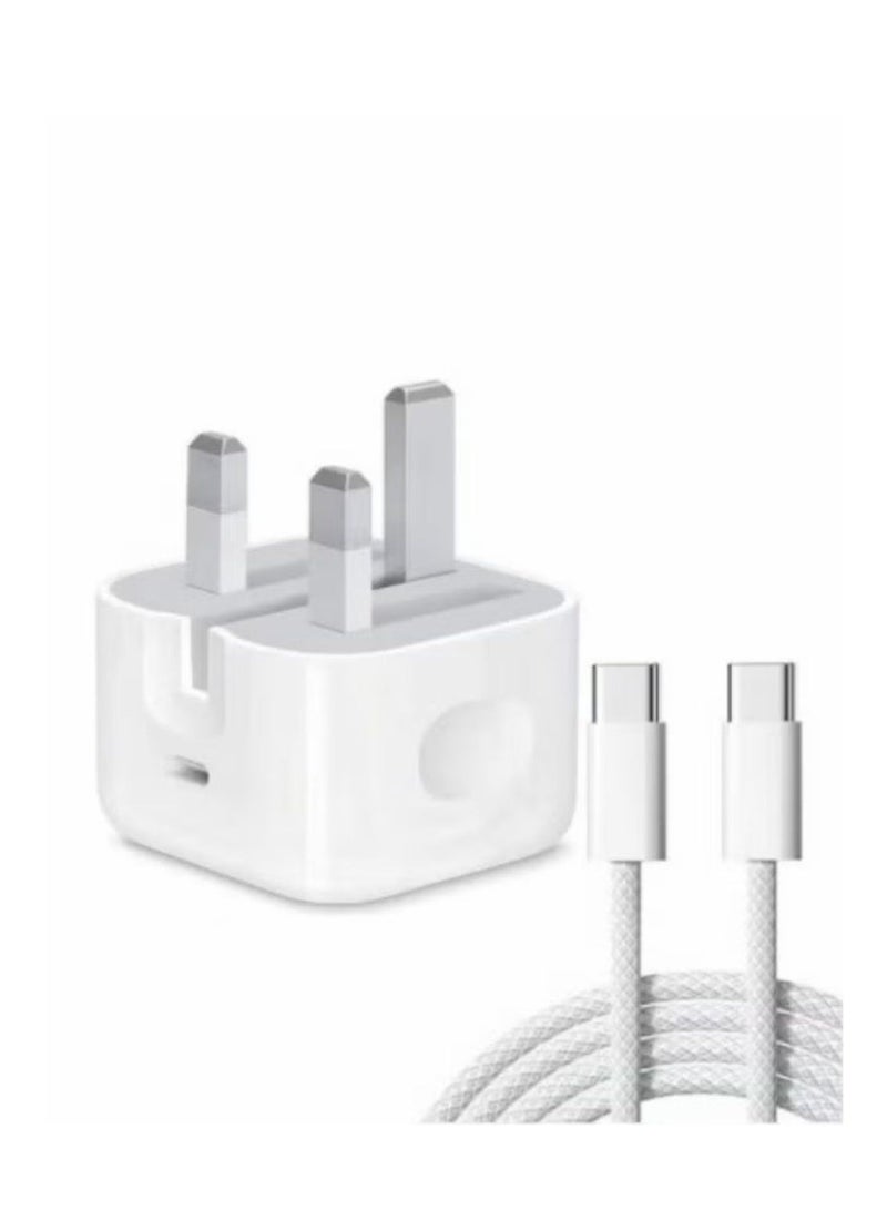 تنبلس شاحن ايفون سريع 20 وات | شاحن حائط USB C سريع مع كابل USB C إلى USB C متوافق مع iPhone 17/17 Pro/17 Pro Max/16/15 - Image 2