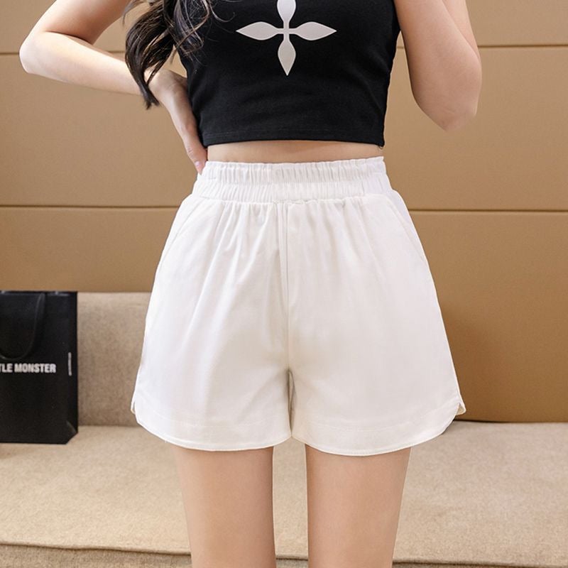 Shorts Women's Summer New Arrival High-Waist All-Match Loose Wide-Leg Open-Slot Shorts - Image 3