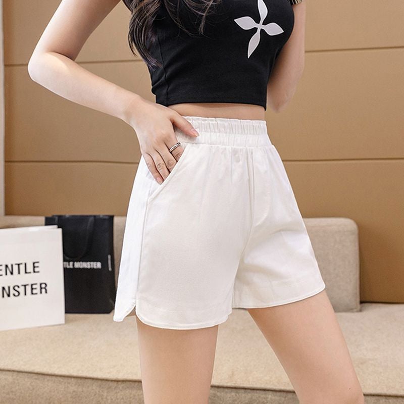 Shorts Women's Summer New Arrival High-Waist All-Match Loose Wide-Leg Open-Slot Shorts - Image 5