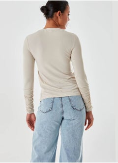 MIZALLE Crew Neck Sleeve Detail Top  - Image 2