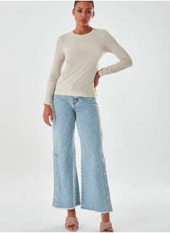 MIZALLE Crew Neck Sleeve Detail Top  - Image 4