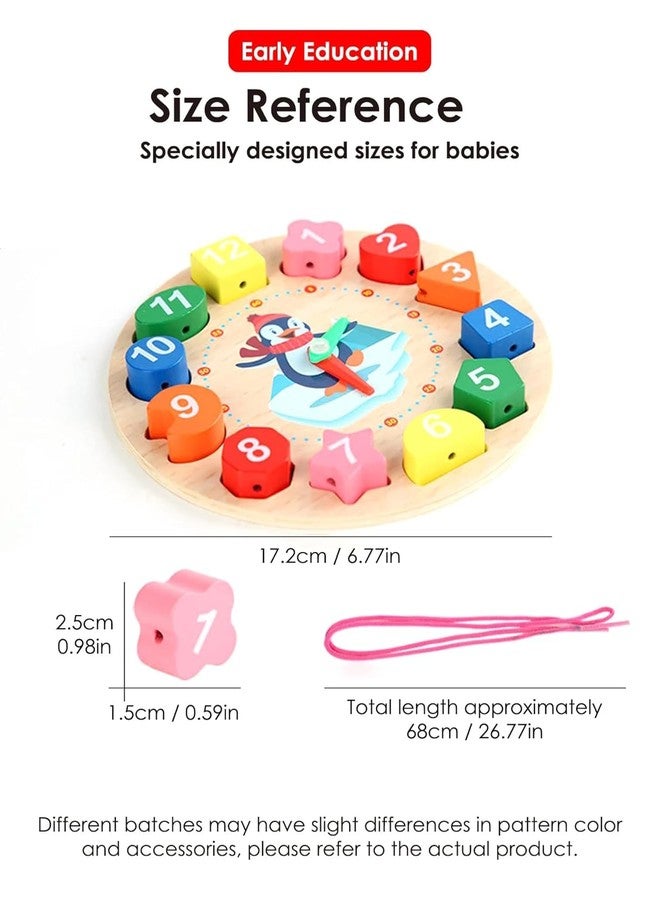 Akshify Wooden Shape Color Sorting Clock Teaching Time Number Blocks Clock Shape Patterns Sorting Puzzle Montessori Early Learning Educational Toy Gift for Toddler Baby Kids 3+ - Image 3