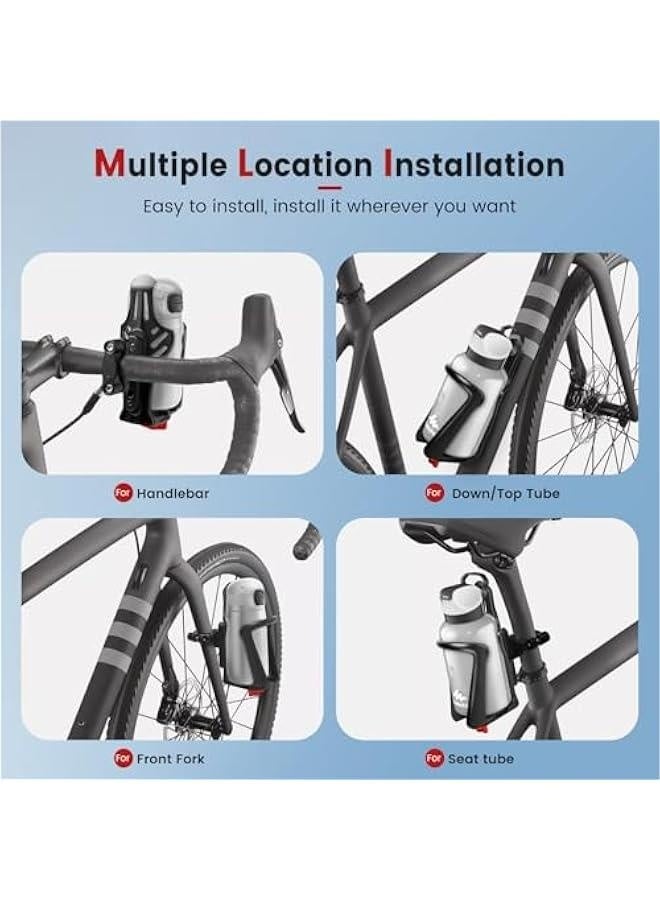 Generic Bike Water Bottle Holder, Universal Motorcycle Drink Holder Fits Handlebar & Frame with Screw Tool, Bicycle Bottle Cage Accessories for Kids Adults (Compatible with 2.16-2.95 Diameter Cup)  - Image 3