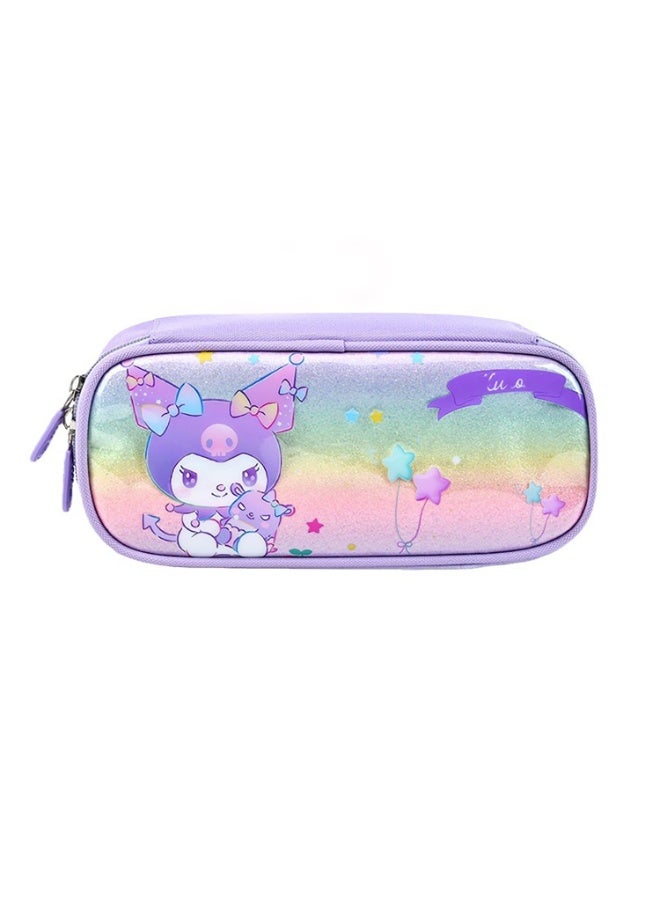Daytoyz Kawaii Anime Character Glitter Pencil Case  Spacious MultiCompartment School Supplies Organizer with Cartoon Design  Perfect for Girls & Students  - Image 1
