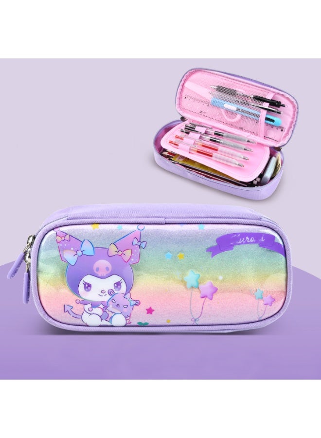 Daytoyz Kawaii Anime Character Glitter Pencil Case  Spacious MultiCompartment School Supplies Organizer with Cartoon Design  Perfect for Girls & Students  - Image 2