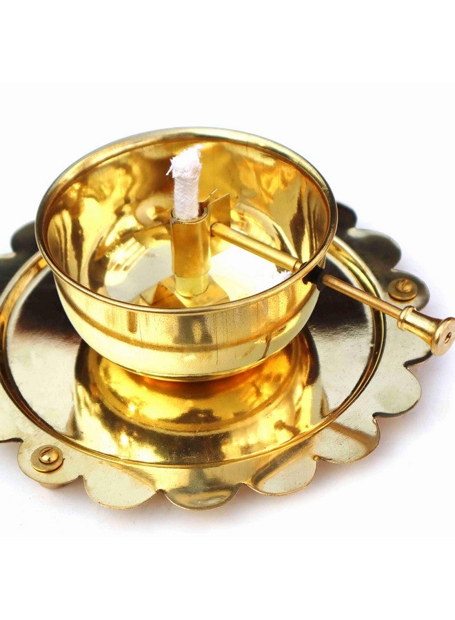 Pure Source India 100% Pure Brass Akhand Jyot Diya with Adjustable Bati Knob, Wick Lifting Screw Lever & Borosilicate Glass Cover (5.5inch, 250 ml Oil Capacity, Stay Lit for 48 Hours, Wick Included) - Image 5
