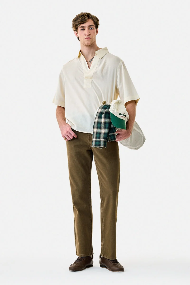 سنيتش Olive Solid Straight Fit Casual Jeans