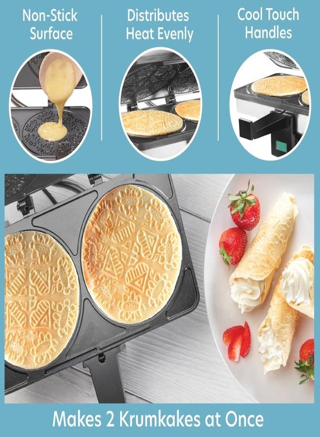 CucinaPro Krumkake Baker By Cucina Pro - 100% Non Stick, Makes Two Kru - Image 3