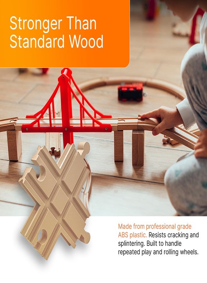 splash n color SplashNColor 4-Way Train Track Junction Compatible with Brio LILLABO Wooden Railway – Crossroad Connector for Expanded Layouts | Smooth Rolling Multi-Direction Rail Piece - Image 4
