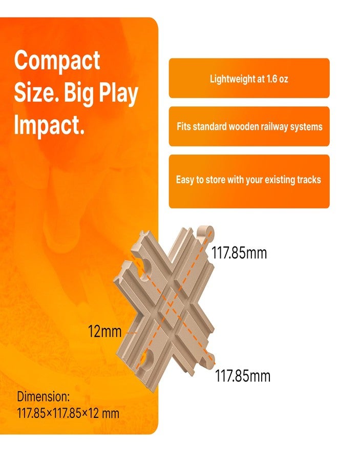 splash n color SplashNColor 4-Way Train Track Junction Compatible with Brio LILLABO Wooden Railway – Crossroad Connector for Expanded Layouts | Smooth Rolling Multi-Direction Rail Piece - Image 5