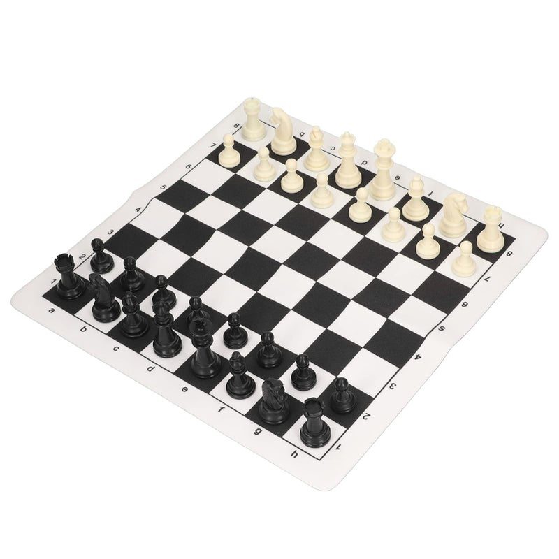 Portable Travel Chess Set with Storage Bag 35x35cm PU Leather Board 32 Pieces - Image 3