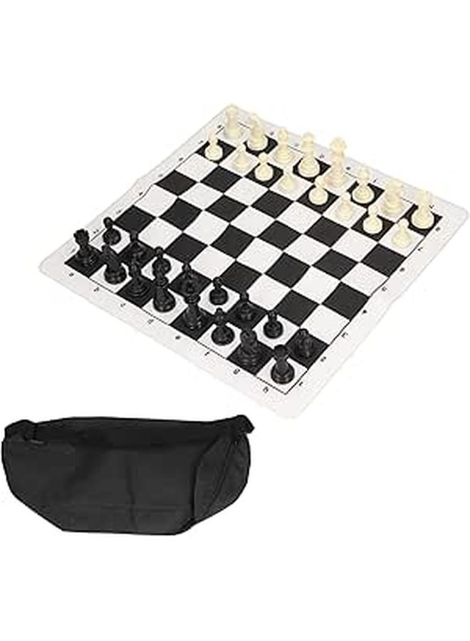 Portable Travel Chess Set with Storage Bag 35x35cm PU Leather Board 32 Pieces - Image 1