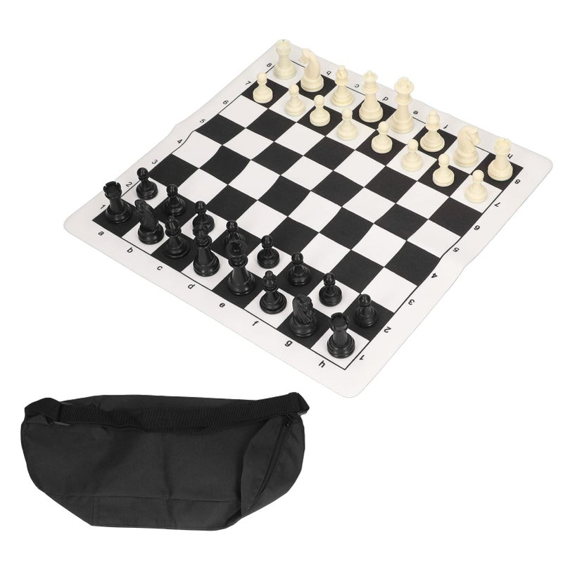 Portable Travel Chess Set with Storage Bag 35x35cm PU Leather Board 32 Pieces - Image 2