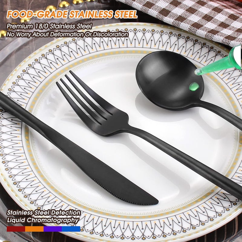BEGEEL Matte Black Silverware Set 20 Piece Stainless Steel Flatware Set Service For 4 Begeel Satin Finish Tableware Cutlery Set Utensil Sets For Kitchen And Home Dishwasher Safe - Image 4