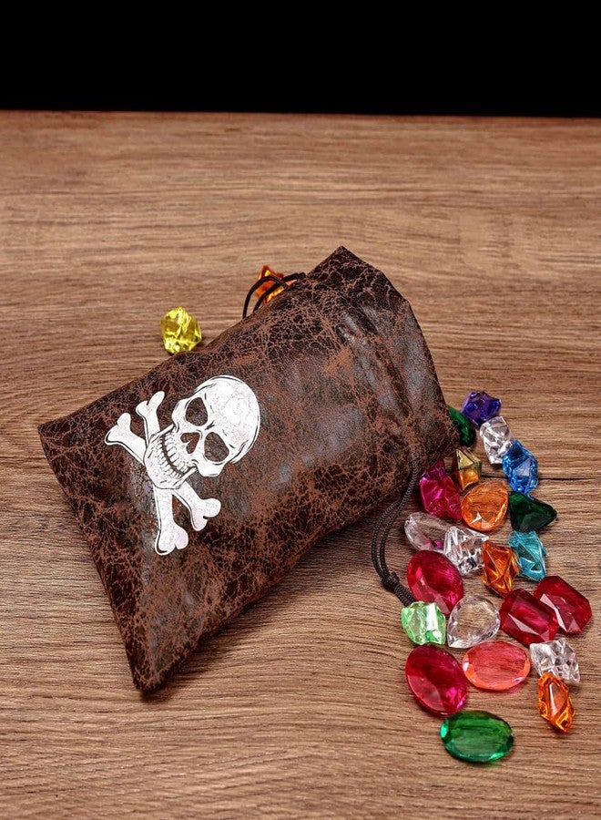 RICHNESS Pirate Loot Bags Goodie Bags with Drawstring 4.5 x 6.5 Inches Faux Cow Skin Pirate Treasure Bags for Pirate Party Favors Pack of 12 - Image 4