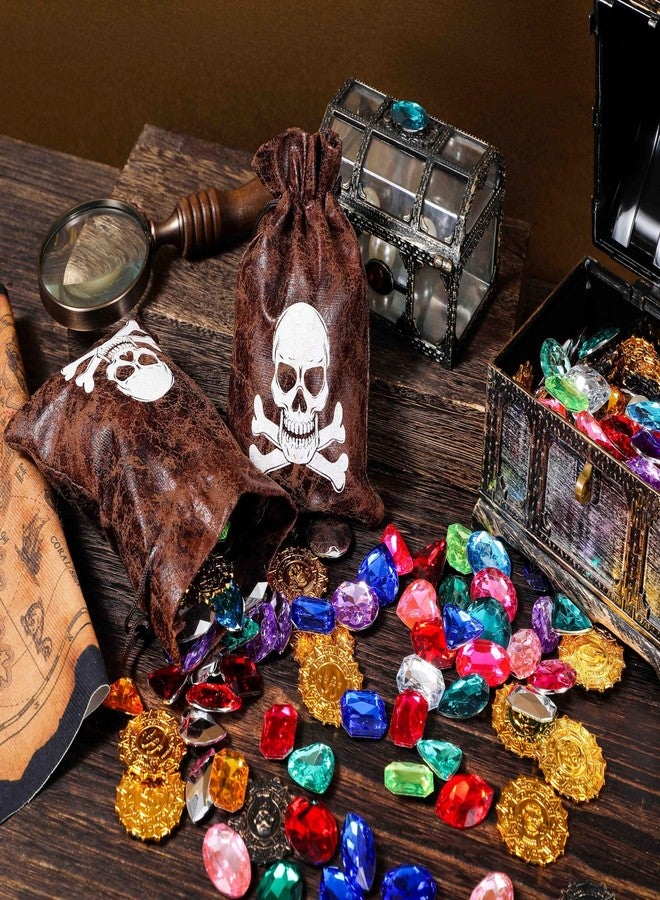RICHNESS Pirate Loot Bags Goodie Bags with Drawstring 4.5 x 6.5 Inches Faux Cow Skin Pirate Treasure Bags for Pirate Party Favors Pack of 12 - Image 5