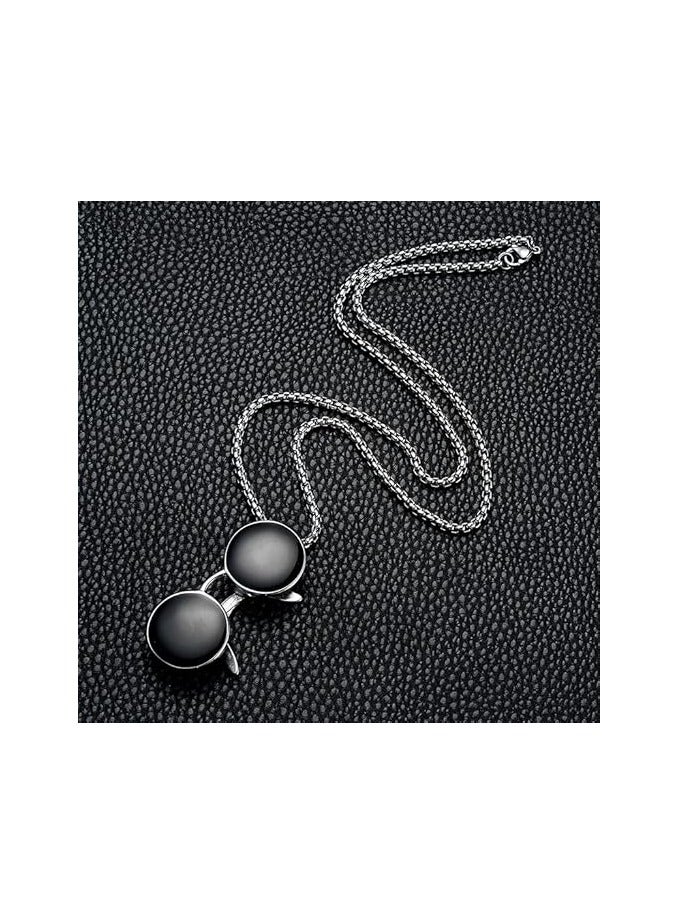 MARIO DRAFTS Sunglasses Pendant Necklace with Chain, Silver Tone, Fashion Accessory for Men - Image 1