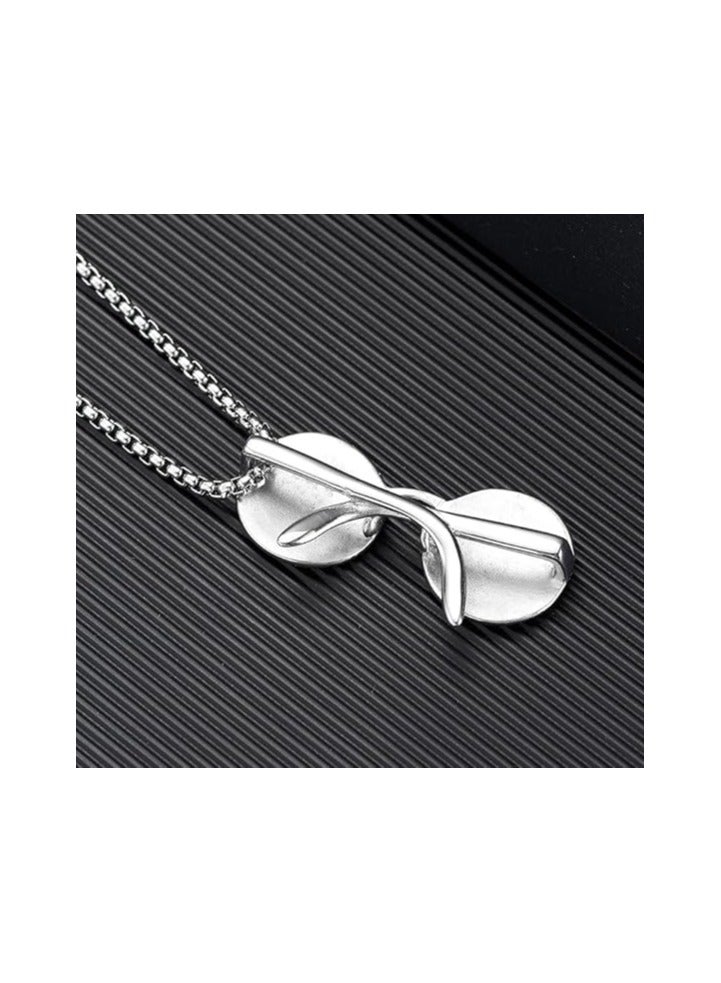 MARIO DRAFTS Sunglasses Pendant Necklace with Chain, Silver Tone, Fashion Accessory for Men - Image 3