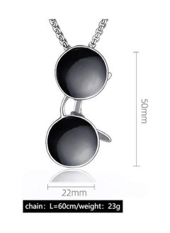 MARIO DRAFTS Sunglasses Pendant Necklace with Chain, Silver Tone, Fashion Accessory for Men  - Image 5