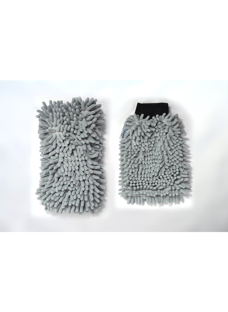 Spark Set of 2 Microfiber Chenille Car Wash Sponge and Chenille Cleaning & Drying Glove  - Image 1