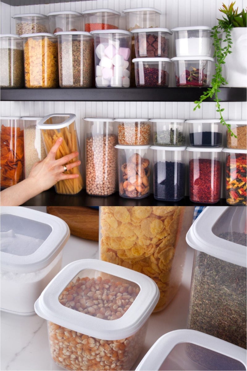 Vienev Square Food Storage Container with Foly Label Set of 24 8x (0.55 LITERS, 1.2 LITERS, 1.75 LITERS) - Image 2