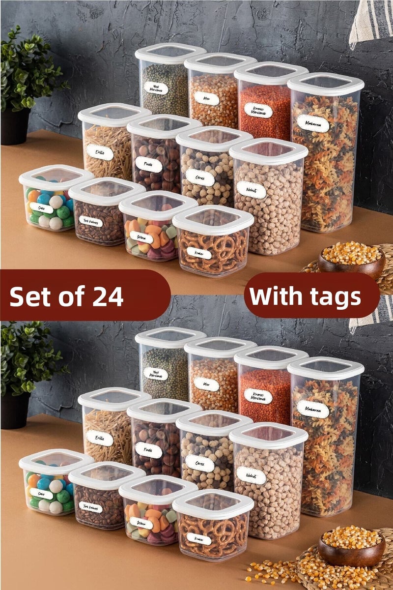 Vienev Square Food Storage Container with Foly Label Set of 24 8x (0.55 LITERS, 1.2 LITERS, 1.75 LITERS) - Image 1