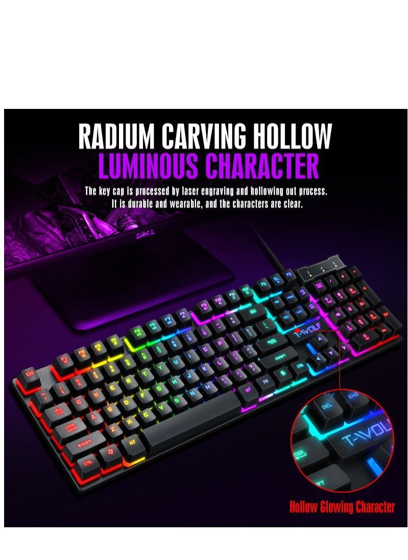T-WOLF - Gaming Mouse 104 Keys Gaming Keyboard ,Waterproof RGB Color Suitable for PC/Ps4/Xbox Gamers, Android PUBG CODM Genshin Diablo All Games - Image 1