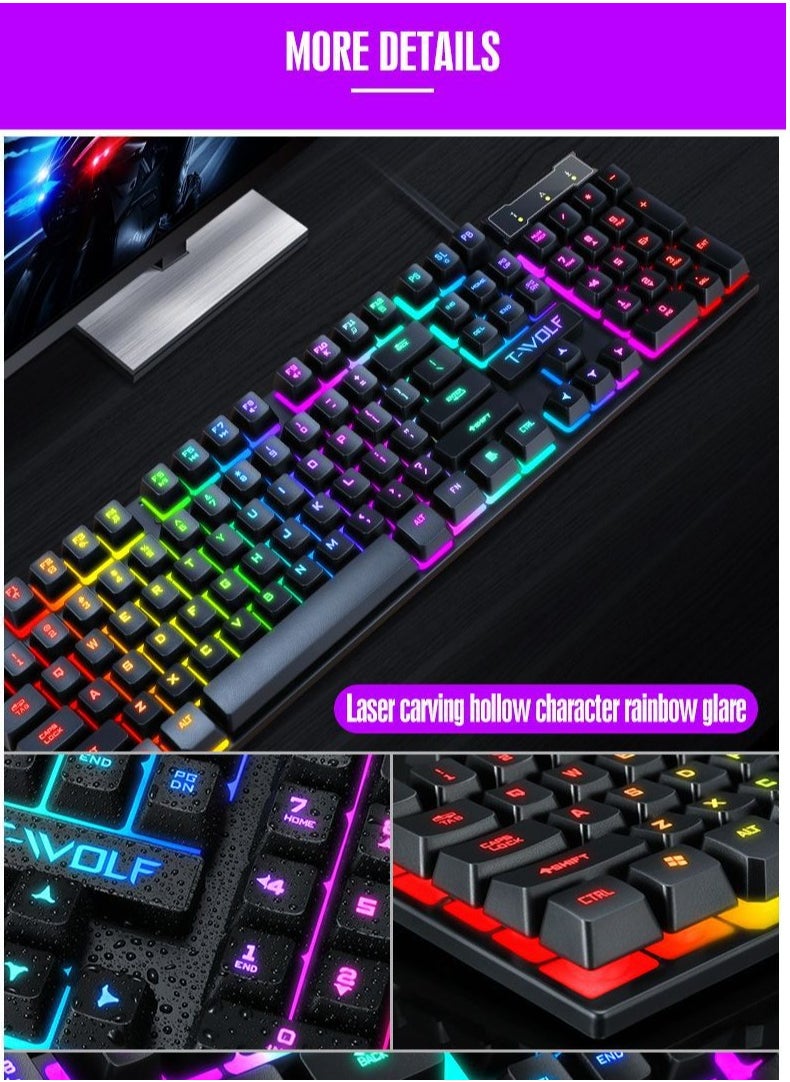 T-WOLF - Gaming Mouse 104 Keys Gaming Keyboard ,Waterproof RGB Color Suitable for PC/Ps4/Xbox Gamers, Android PUBG CODM Genshin Diablo All Games - Image 1