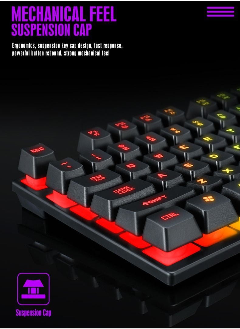 T-WOLF - Gaming Mouse 104 Keys Gaming Keyboard ,Waterproof RGB Color Suitable for PC/Ps4/Xbox Gamers, Android PUBG CODM Genshin Diablo All Games - Image 1