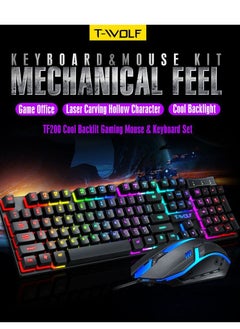 T-WOLF Gaming Mouse 104 Keys Gaming Keyboard ,Waterproof RGB Color Suitable for PC/Ps4/Xbox Gamers, Android PUBG CODM Genshin Diablo All Games  - Image 1