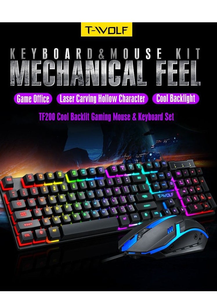T-WOLF - Gaming Mouse 104 Keys Gaming Keyboard ,Waterproof RGB Color Suitable for PC/Ps4/Xbox Gamers, Android PUBG CODM Genshin Diablo All Games - Image 1