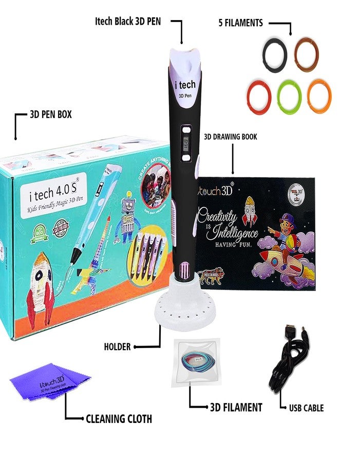 WOL 3D WOL3D Itech (Black) Magic 3D Pen with (5 in 1) 5 M for5 3D Printing with Speed Control, Advanced Temperature Regulation, OLED Display & Ergonomic Design – Compatible with variety of Filaments. - Image 2
