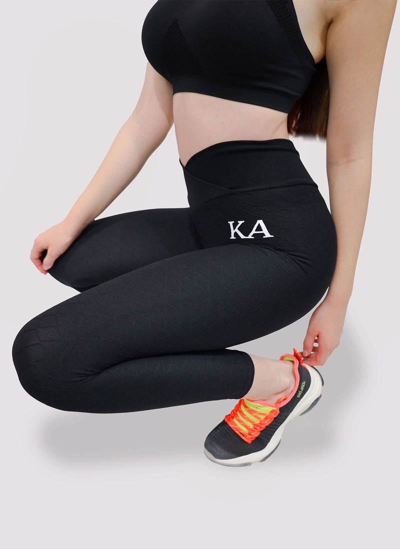Kidwala V-Waist Power Leggings - High V-Cross Waistband Workout Gym Yoga Seamless Pants For Women (Small, Black) - Image 5