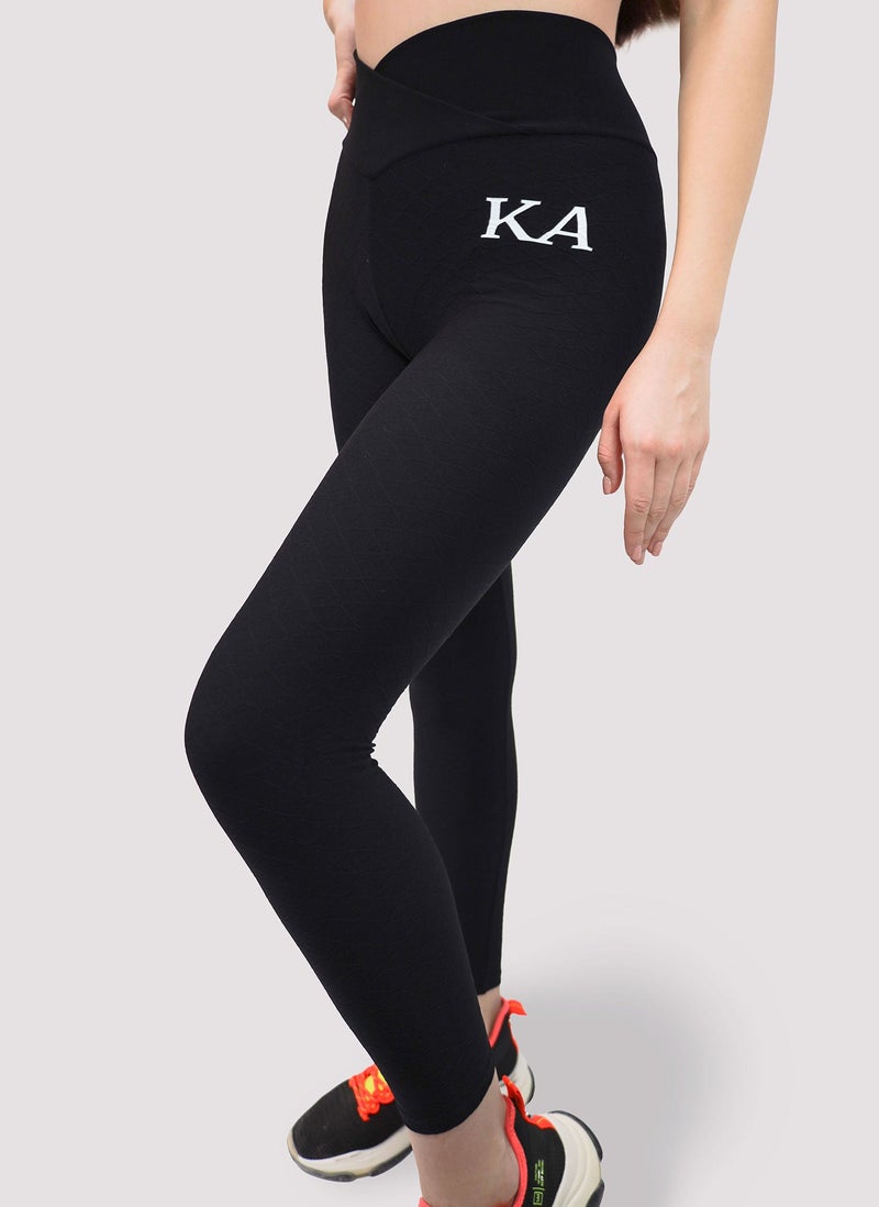 Kidwala V-Waist Power Leggings - High V-Cross Waistband Workout Gym Yoga Seamless Pants For Women (Small, Black) - Image 1