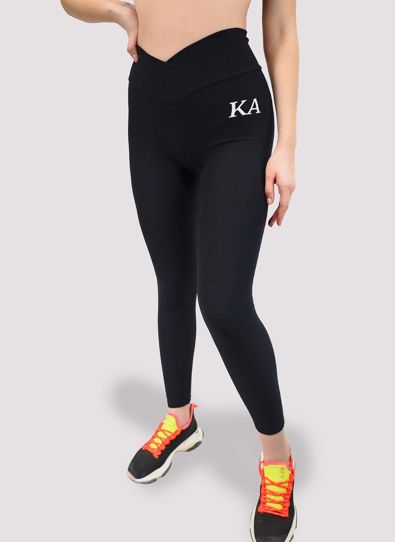 Kidwala V-Waist Power Leggings - High V-Cross Waistband Workout Gym Yoga Seamless Pants For Women (Small, Black) - Image 4