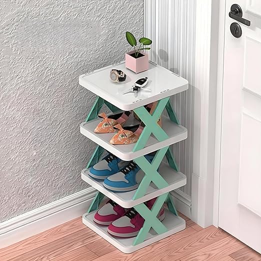 KLVS Portable 4Layer SpaceSaving Shoe Rack Organizer MultiFunctional Shoe Stand for Living Room Bedroom Office and Kitchen Compact Shoe Storage Cabinet - Image 4