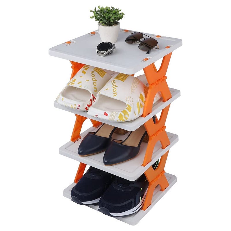 KLVS Portable 4Layer SpaceSaving Shoe Rack Organizer MultiFunctional Shoe Stand for Living Room Bedroom Office and Kitchen Compact Shoe Storage Cabinet - Image 1
