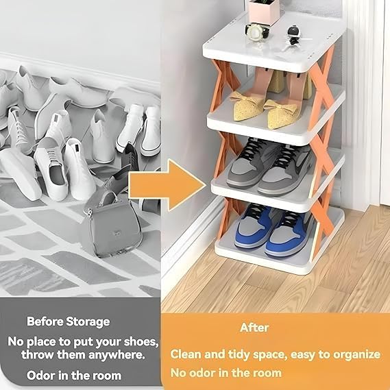 KLVS Portable 4Layer SpaceSaving Shoe Rack Organizer MultiFunctional Shoe Stand for Living Room Bedroom Office and Kitchen Compact Shoe Storage Cabinet - Image 3