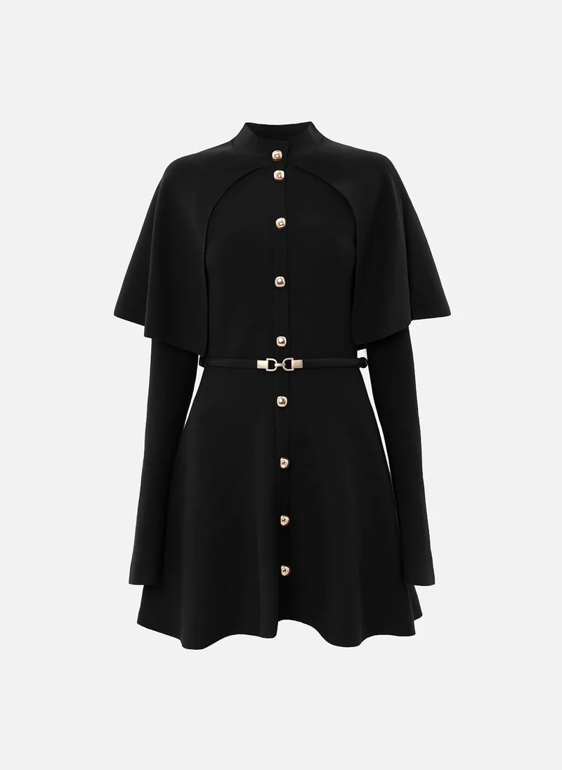 Lichi Mini dress with a cape and matching belt
