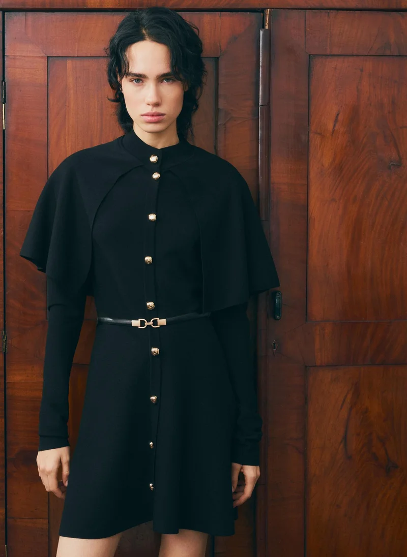 Lichi Mini dress with a cape and matching belt