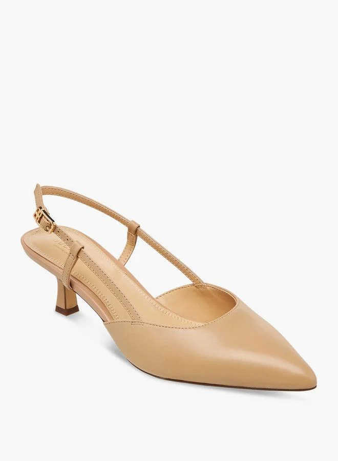 دوتشيني Women Kitten Heel Leather Pointed Toe Shoes