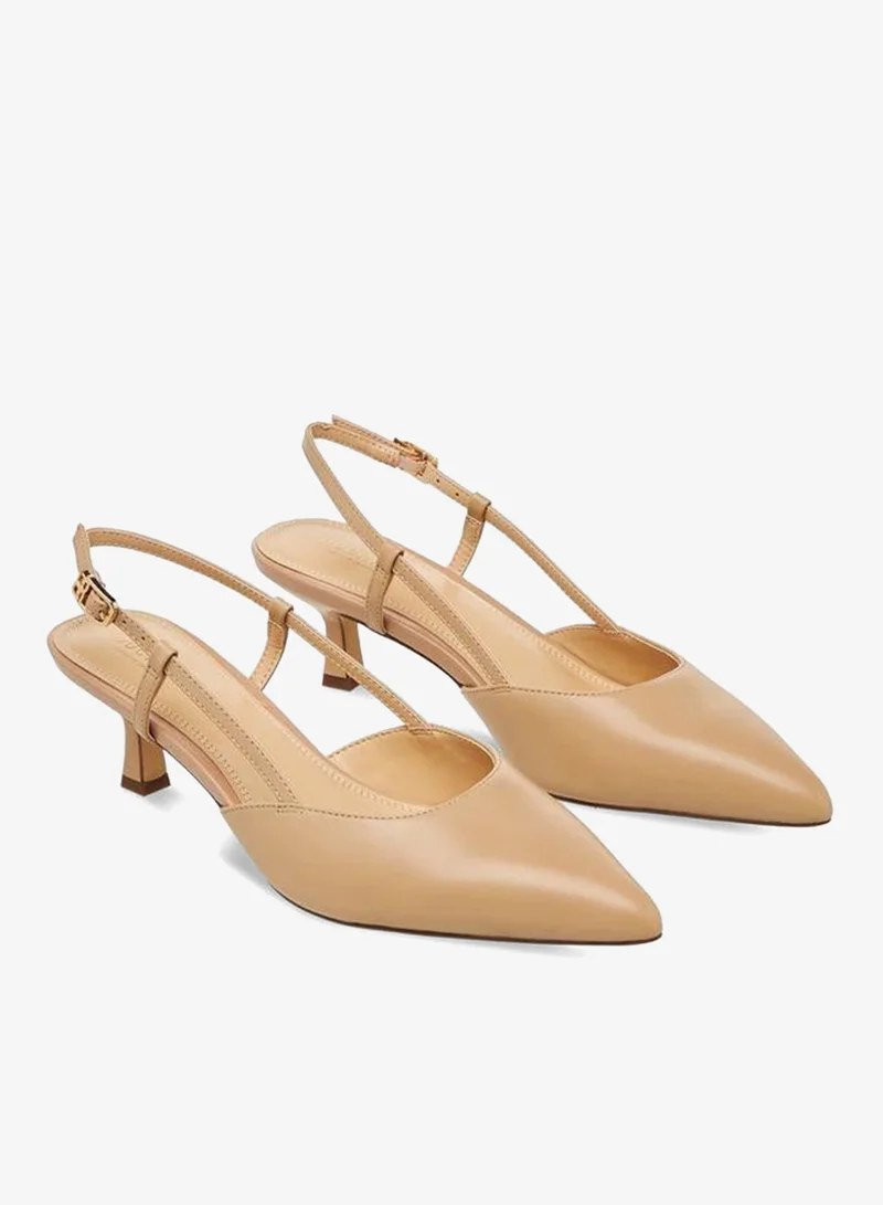 DUCHINI Women Kitten Heel Leather Pointed Toe Shoes