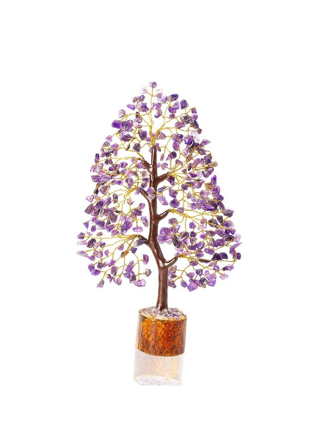 Crocon Amethyst Gemstone Tree Feng Shui Figurine Money Bonsai Good Luck Chakra Balancing Reiki Healing Crystals Decoration Ornament Sculpture Prosperity Table Decor Gift Size 10-12" - Image 1