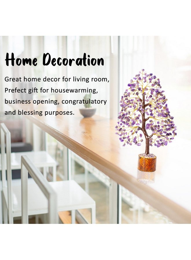Crocon Amethyst Gemstone Tree Feng Shui Figurine Money Bonsai Good Luck Chakra Balancing Reiki Healing Crystals Decoration Ornament Sculpture Prosperity Table Decor Gift Size 10-12" - Image 4