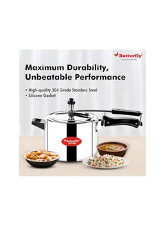 BUTTERFLY Butterfly Orchid 6 Litres Pressure Cookers | Inner Lid | Superior Stainless Steel | Induction & Gas Stove Compatible | ISI Certified | 5 Years Manufacturer's Warranty | Silver  - Image 2